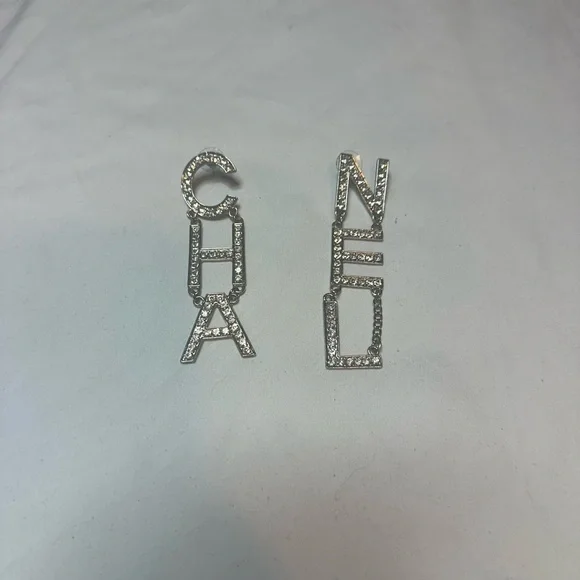 Chic Silver Crystal Letter Earrings - Picture 1 of 3